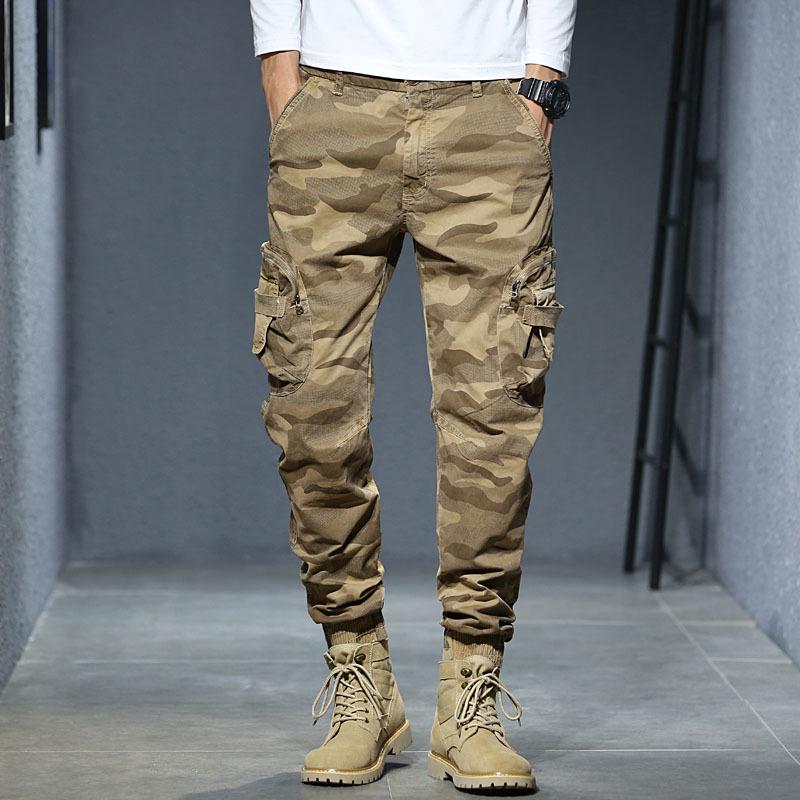 Arbeitshose für Herren im Herbst mit Camouflage-Muster: Jugendlicher Stil, lockere Passform, tailliertes Casual-Design 28 khaki