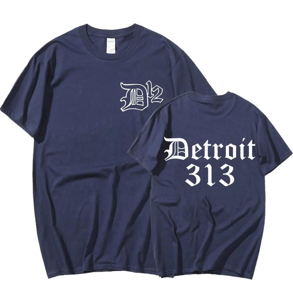 D12 Band Rapper Eminem T-Shirt Detroit Michigan 313 Print T-Shirt Herren Damen Mode Lässig Baumwoll-T-Shirts Übergroße Oberteile Männlich L