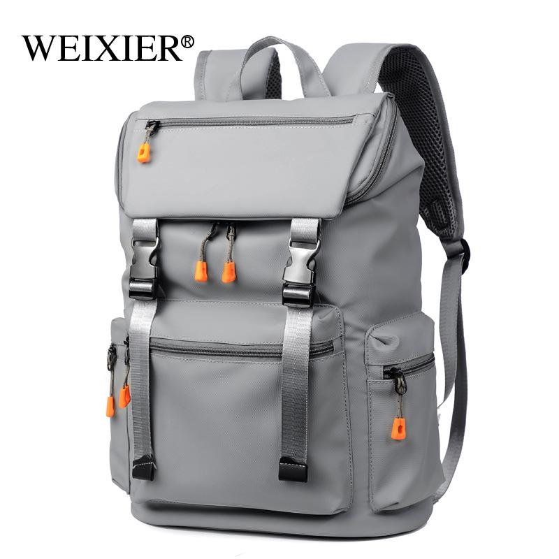 WEIXIER Hochwertiger wasserdichter Herren-Laptop-Rucksack, luxuriöser Marken-Designer, schwarzer Rucksack für Business, urbaner Mann-Rucksack, USB-Aufladung grau