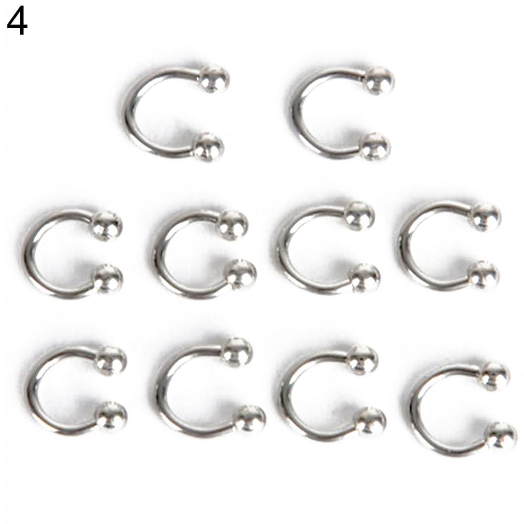 10 Stück Edelstahl Hufeisen Bar Lippe Nase Septum Ohrring Ohrstecker Body Piercing 8 mm silber
