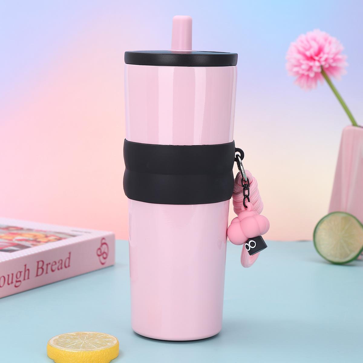 Neuer Handy-Seil-Handy-Eis-Bula-Becher Stahl Doppelwandiger Vakuumisolierter Becher Hohe Optik Horizontaler Strohhalmbecher 710ml