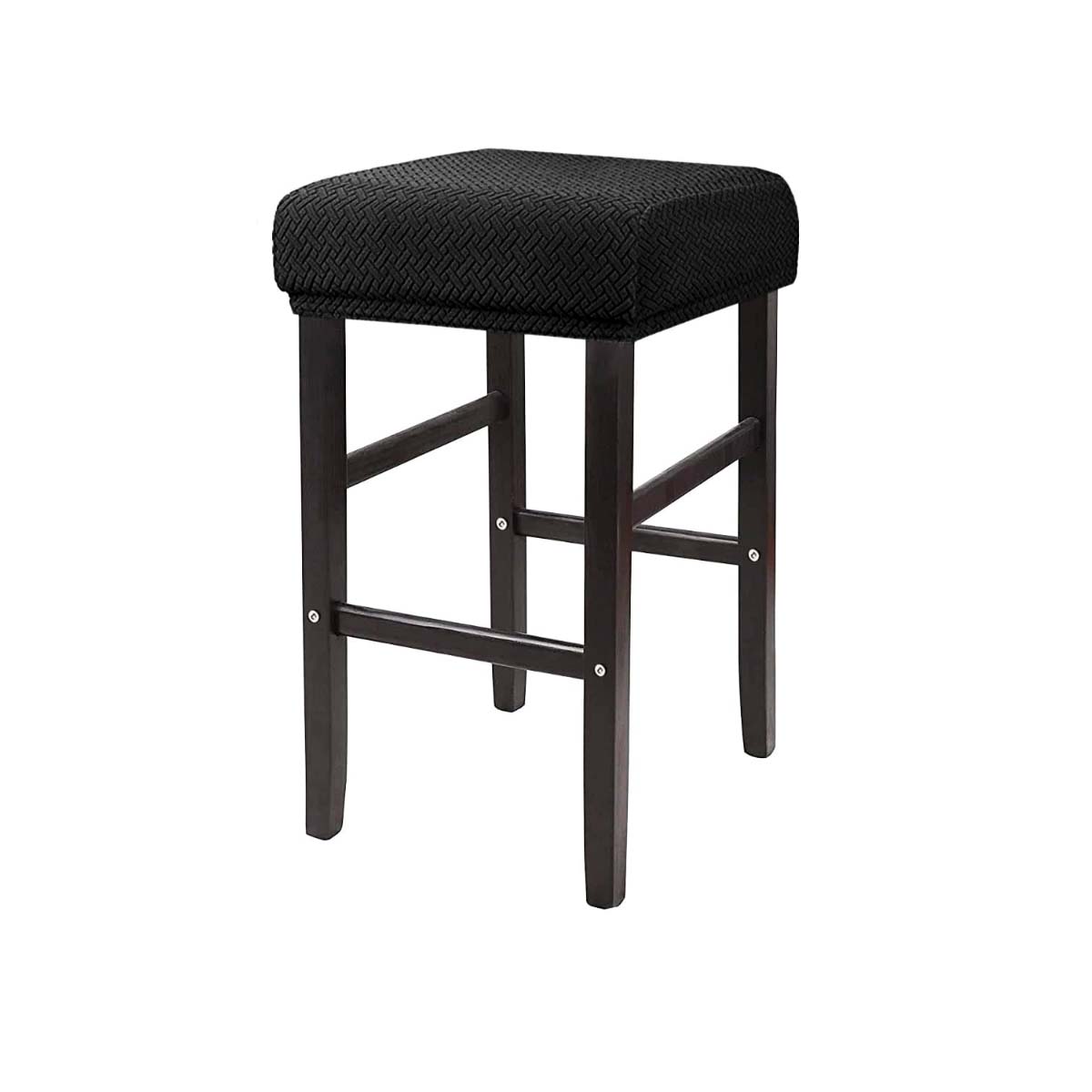 Stretch-Bezüge für rechteckige Barhocker, Jacquard-Bezug für Waschtischhocker, waschbare Thekenhocker-Bezüge, Barhocker-Sitzbezüge, Sattelsitzbezug schwarz