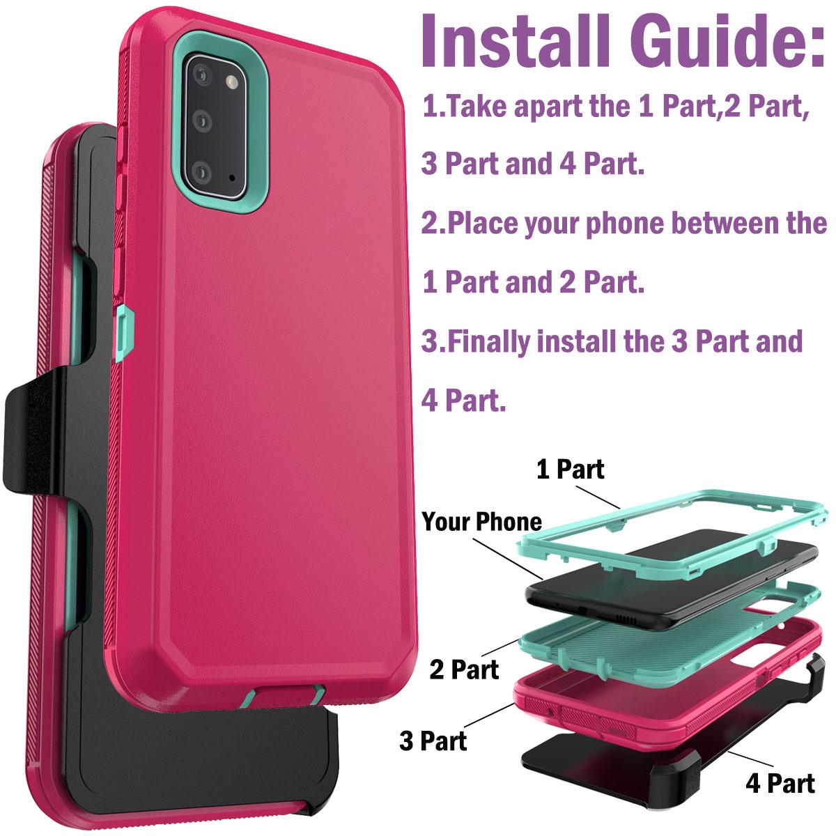 Für Samsung Galaxy S20 S20 Plus S20 Ultra S20 FE 5G Stoßfeste Handyhülle Schlank Robust Heavy Duty Schutzhülle Mit Gürtelclip For Galaxy S20 FE rosa