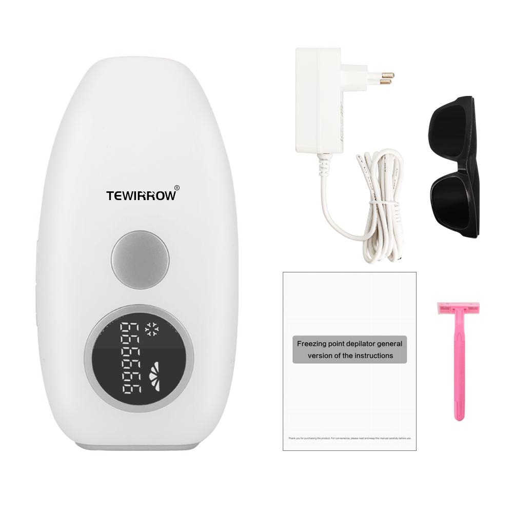 TEWIRROW IPL-Haarentfernung mit 360°-Surround-Kühlsystem, dauerhafter Haarentferner, schmerzloser Heimgebrauch, 999999 Blitze für Gesicht, Arm, Achselhöhle, Bein, Bikinizone EU Plug weiß