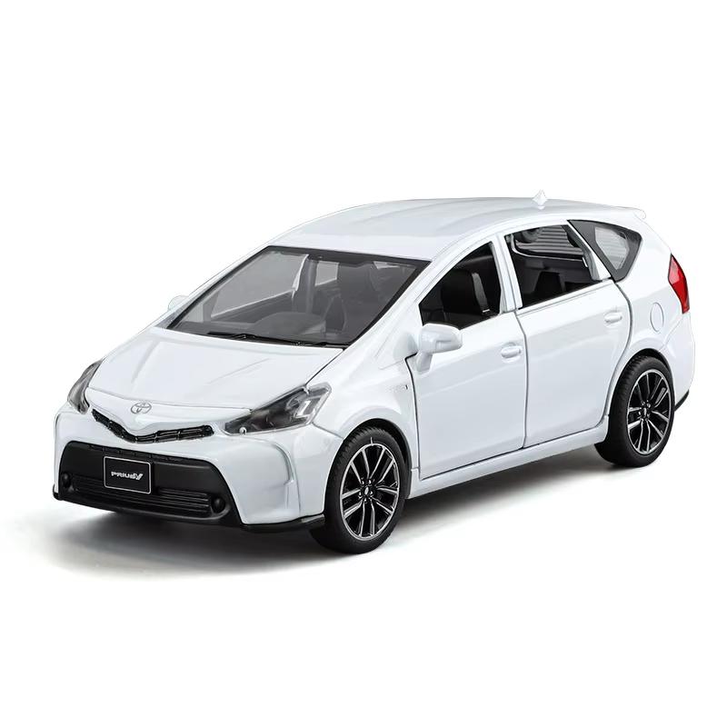 1/32 TOYOTA PRIUS Legierungsauto Modell Diecast Metallfahrzeuge Automodell Sound- und Lichtsimulation Sammlung Kinderspielzeug Geschenk weiß