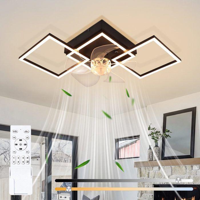 Deckenleuchte mit Ventilator - NETTLIFE - 68 cm - 6 Geschwindigkeiten - LED dimmbar 3000–6500K - Fernbedienung & Zeitschaltuhr schwarz