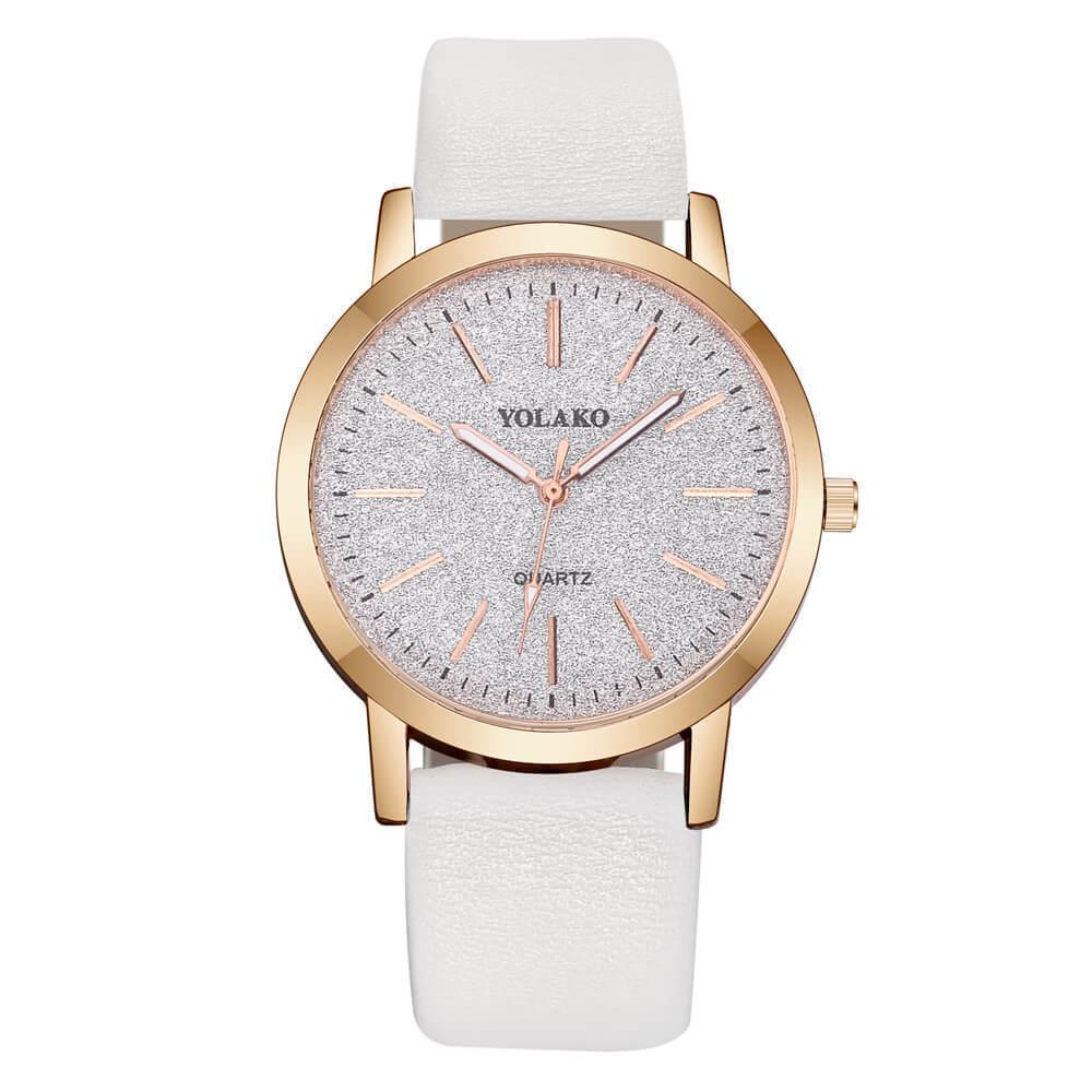 Luxus Marke Leder Quarz Damenuhr Damenuhr Mode Schnalle Skala Weibliche Student Uhr Koreanischen Stil Einfache Temperament Trend weiß