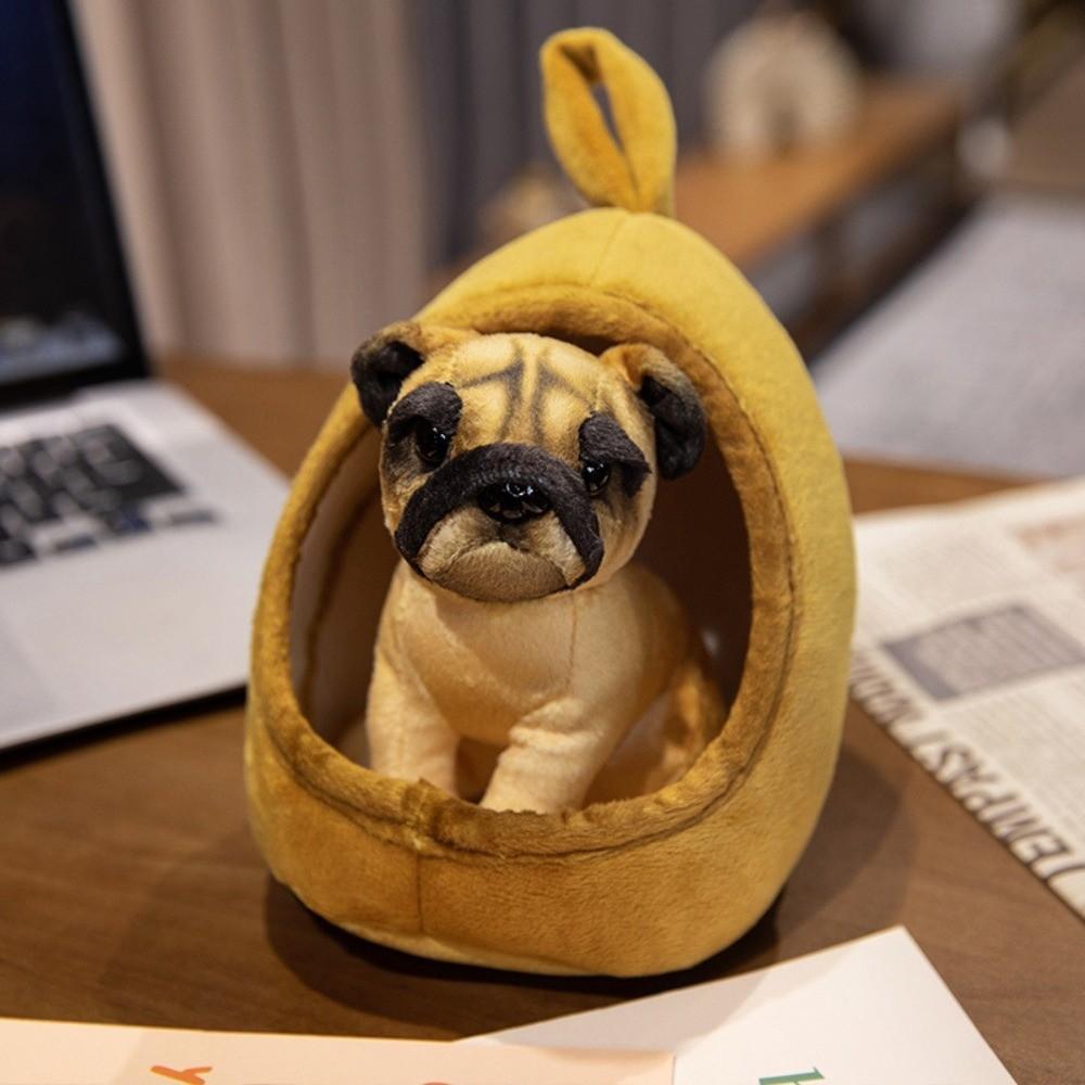 Weiches Simulations-Hunde-Stofftier mit Hundehütte, Raumdekoration, Kuscheltier-Puppe, abnehmbares Hunde-Nest, Plüschtiere, Geburtstagsgeschenk für Kinder