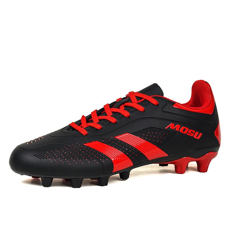 Heißer Verkauf Schwarz Rot Fußballschuhe Herren Fußballschuhe Outdoor Training Fußballschuhe für Herren Rutschfest FG/TF Herren Fußballschuh 38