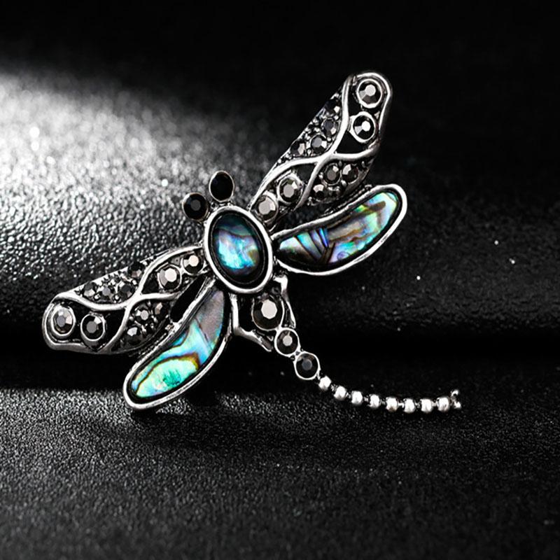 High-End Mode Exquisite Wildmuschel Material Brosche Libellen Corsage Seidenschal Schnalle gray