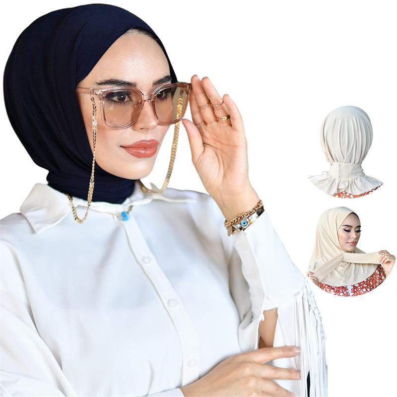 Mode Muslimische Hijab-Kappen Einfarbiges Untertuch Damen Schleier Modal-Baumwolle Hijab Muslimisches Kopftuch Turbane Kopf Damen-Hijabs Mütze Islamisch beige