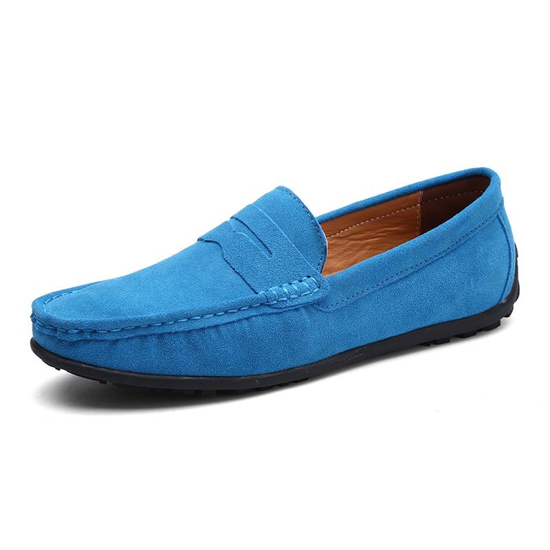 Plus Größe Wildleder Schuhe Männer Müßiggänger Bequeme Casual Schuhe Männer Fahren Schuhe Mokassins Männer Wohnungen Schuhe 42 blau