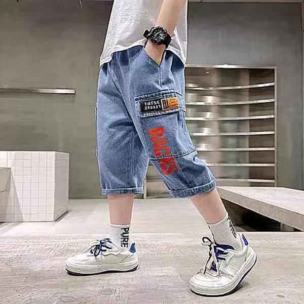 Teenager Jungen Jeansshorts 4-10 Jahre Sommer Mode Buchstabenaufdruck Weiche Hosen für Kinder Kinder Freizeithosen 170