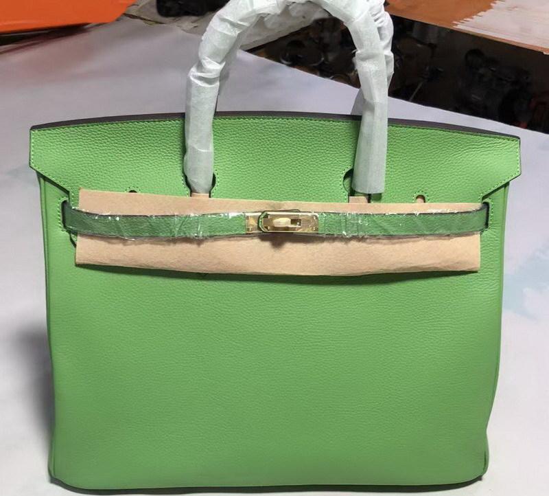 ML2024 Neue Top Layer Rindsleder 40cm Platin Tasche Große Tasche Handtasche Echtes Leder Damen Tasche 40x20x31cm grün