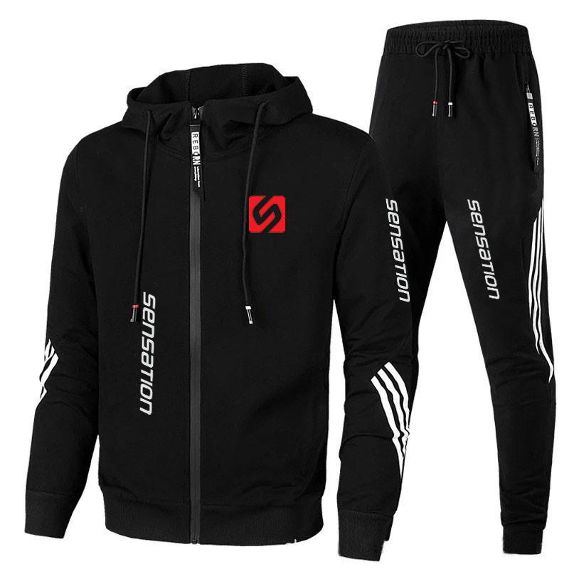 Neue männer Sportswear Frühling und Herbst Zipper Hoodie Mantel + Sport Hosen Jogging Anzug Outdoor Fitness männer Kleidung M