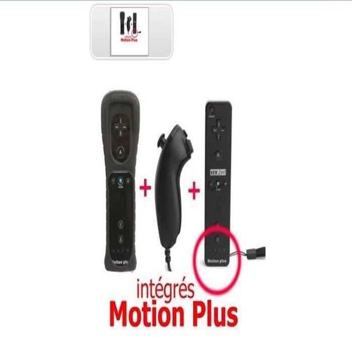Wii Motion Plus Controller - Wii - Mit Nunchuk und Hülle - Kabellos - Kompatibel mit Wii/Wii U/Wii Mini schwarz