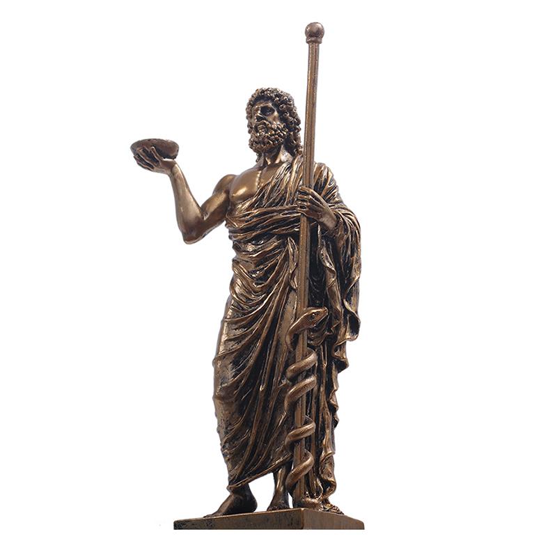 Griechische Asklepios-Statue, griechischer Gott der Medizin, Kunstharz, handbemalt, Miniaturfigur, Heimbüro, Schreibtisch-Dekor, Geschenk gray