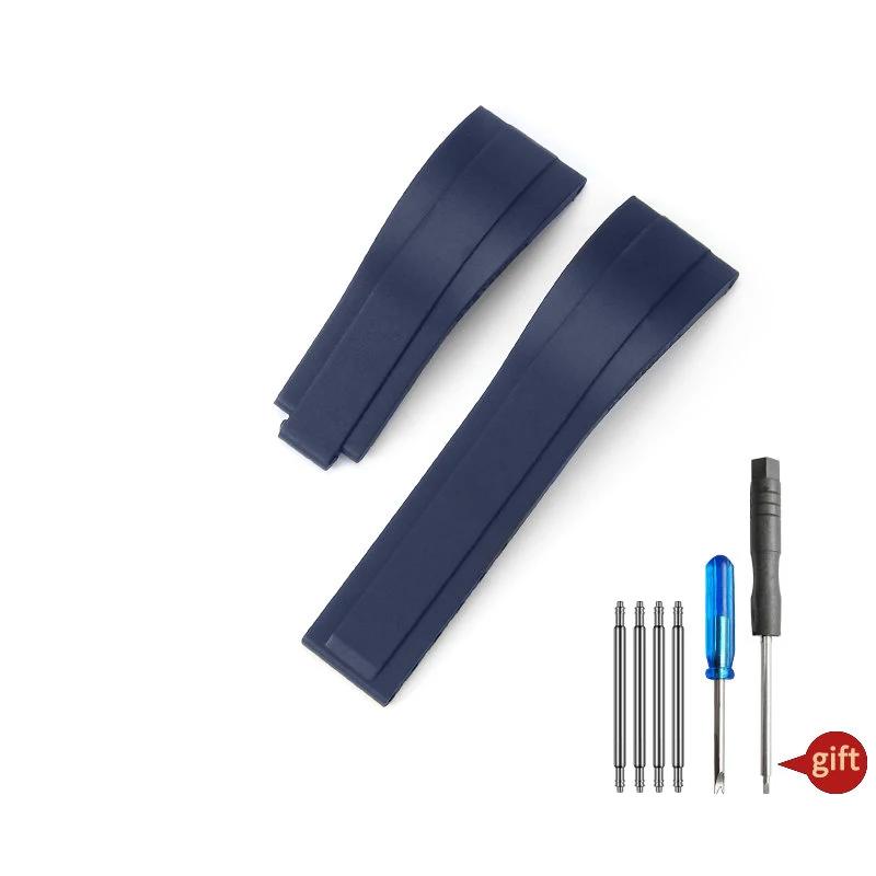 20mm Natur Weiches Silikon Kautschuk Uhrenarmband Für Rolex Uhrenarmband Daytona Submariner GMT OYSTERFLEX Armband Faltschließe 20mm