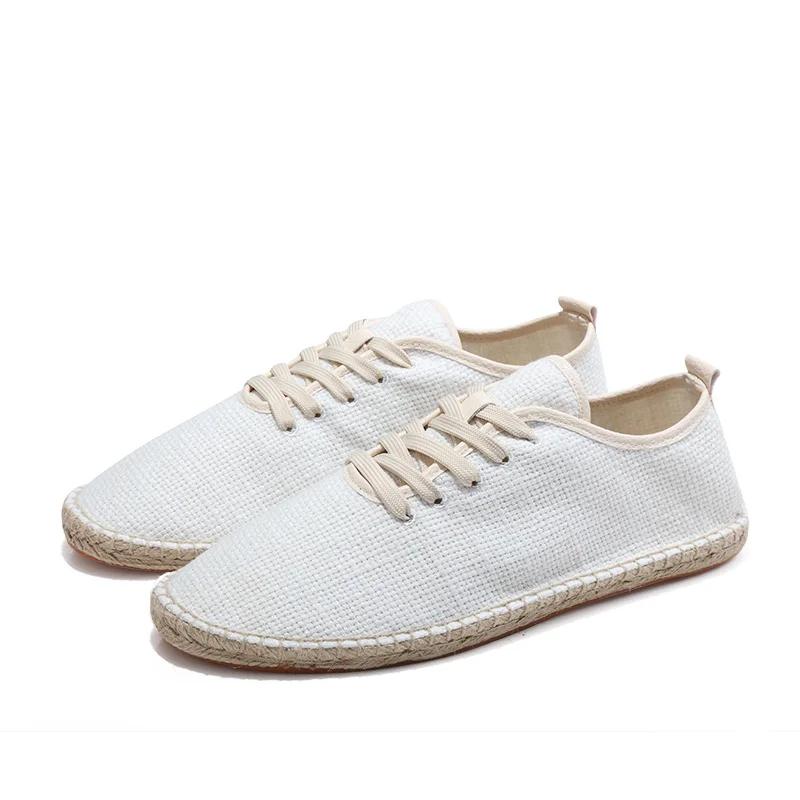 Herrenschuhe Sommer Espadrilles Herren Canvas Sneakers Neue atmungsaktive Fischerschuhe Herren Slip-on Loafer Große Größe 47 Sneakers 43 weiß