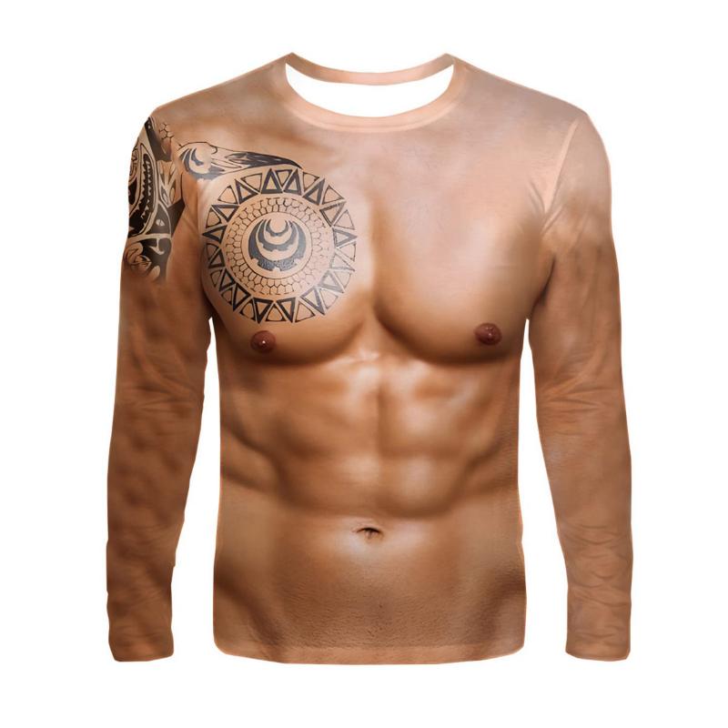 Lustiges Muskel 3D-gedrucktes T-Shirt Männer Frauen Mode Hip Hop Langarm Rundhals T-Shirts Übergroße Harajuku Tees Tops Kinderbekleidung 5XL