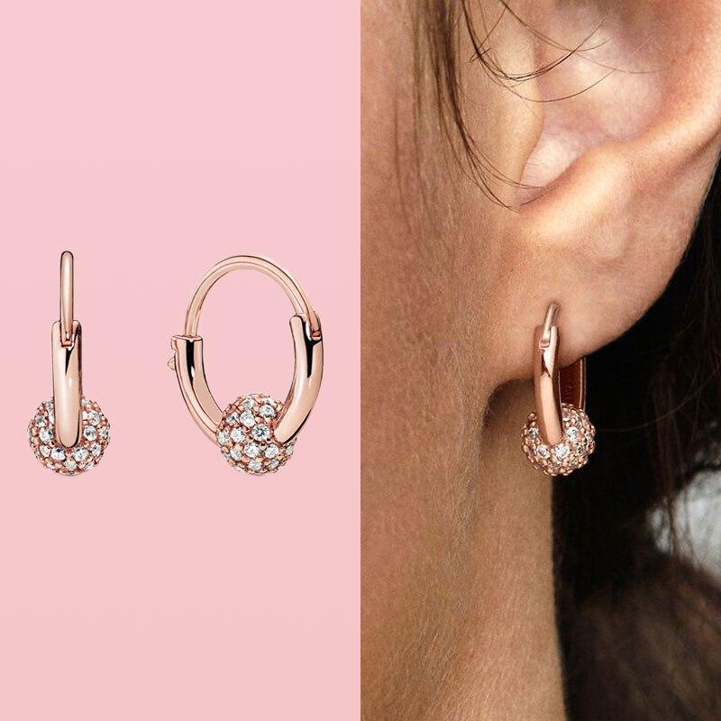 Neu 925 Sterling Silber Pendiente Funkelnde Perle Hoop Ohrringe Für Frauen Ohrringe Fit Charme Ohrringe Edlen Schmuck Joyas brown