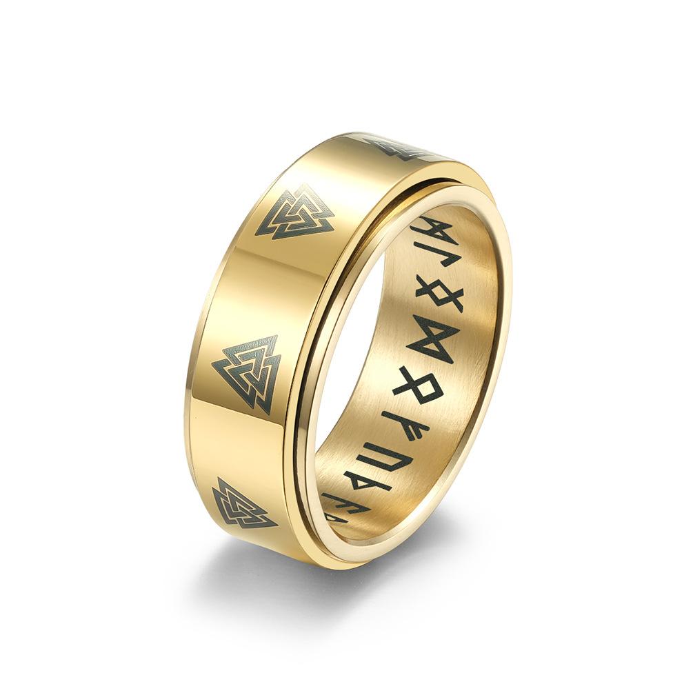 Spielkarten Muster Titan Stahl Drehbarer Ring für Männer Trend Punk Stress abbauen Ring Jungen Schmuck Geschenk 9# gold