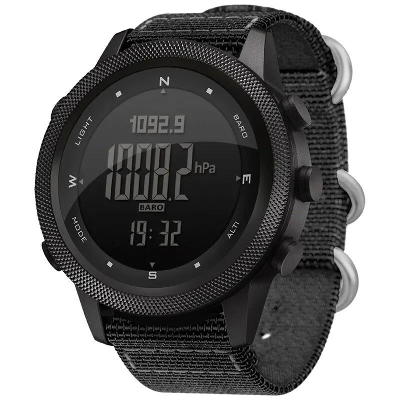 NORTH EDGE APACHE-46 Herren Digitaluhr Outdoor Sport Laufen Schwimmen Outdoor Sport Uhren Höhenmesser Barometer Kompass WR50M Nylon Strap schwarz