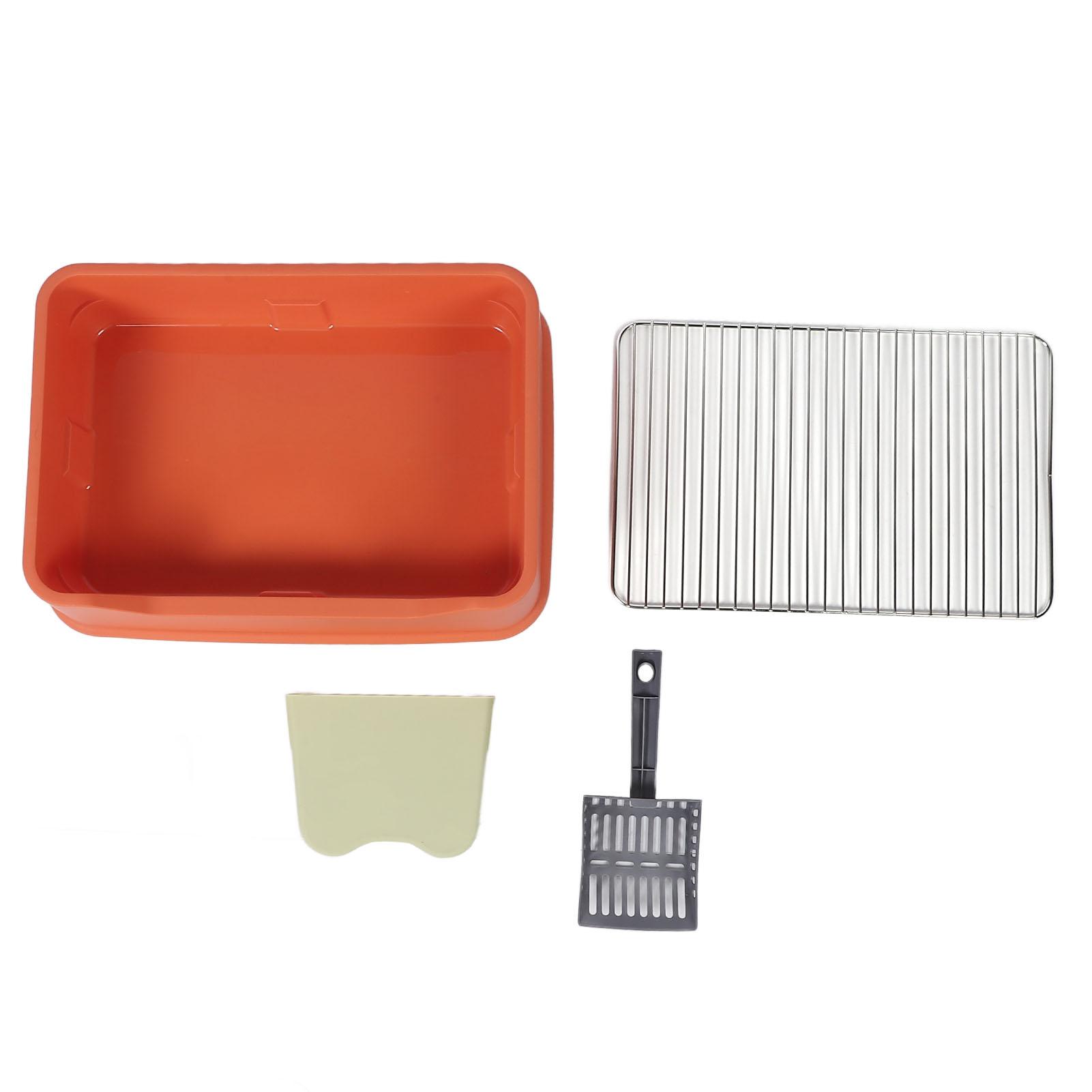 Katzentoilette mit Prallblech Edelstahlgestell Spritzschutz Stilvolles Aussehen Katzentoilette Katze orange