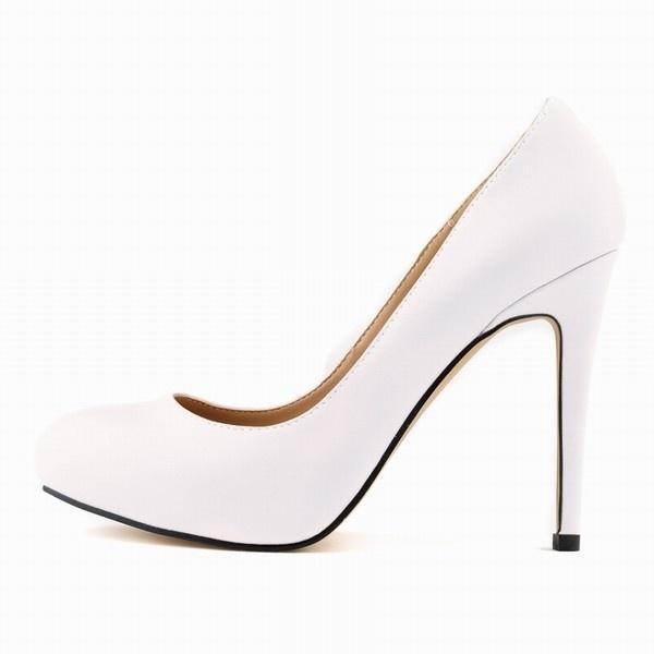 Große Größe 43 Damen Pumps Stilettos Runde Zehenpartie Mode Klassisch Sexy High Heels Plateau Nude Work Damen Pumps Hochzeitsschuhe 36 weiß