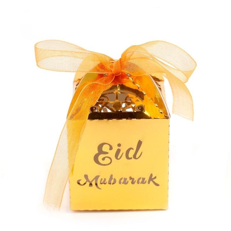 10pcs Mini Ribbon Candy Gift Paper Boxes Islamic Mubarak EID Hajj Party DecorMöbel & Wohnen, Feste & Besondere Anlässe, Party- & Eventdekoration! 10PCS gold
