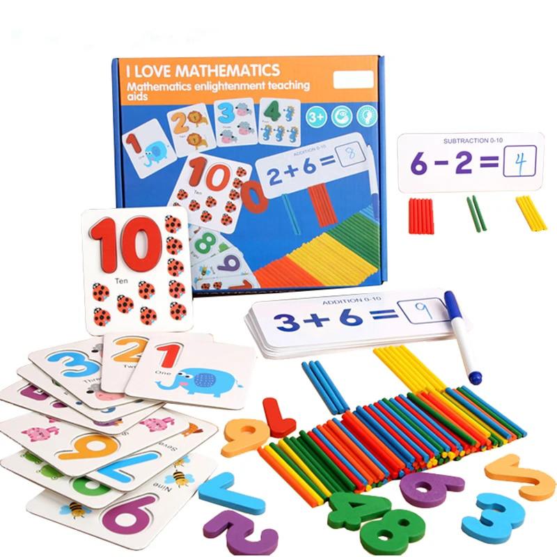 Montessori Mathematik Spielzeug Für Kinder Kinder Frühen Pädagogisches Spielzeug Zählen Holz Aufkleber Kinder Anzahl Kognition Geburtstag Geschenk blue
