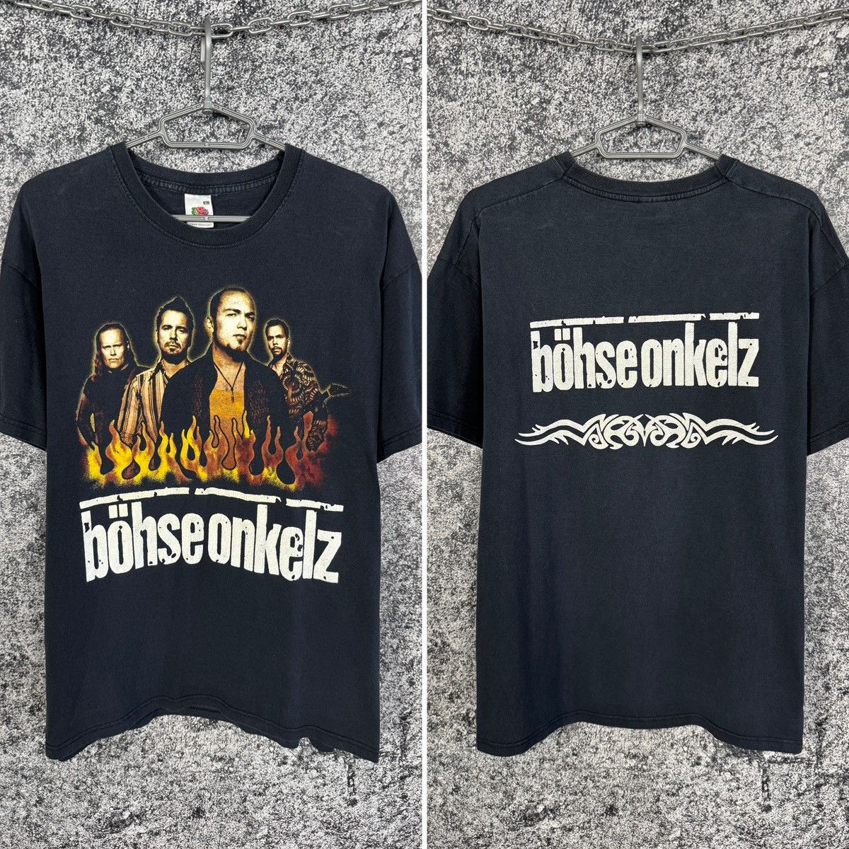 Band-T-Shirts × Vintage Böhse Onkelz Vintage 90er Rockband-T-Shirt Tour-T-Shirt Größe Onkelz Global Tour T-Shirt Street Hip Hop Oversized Y2k Freizeitkleidung XL