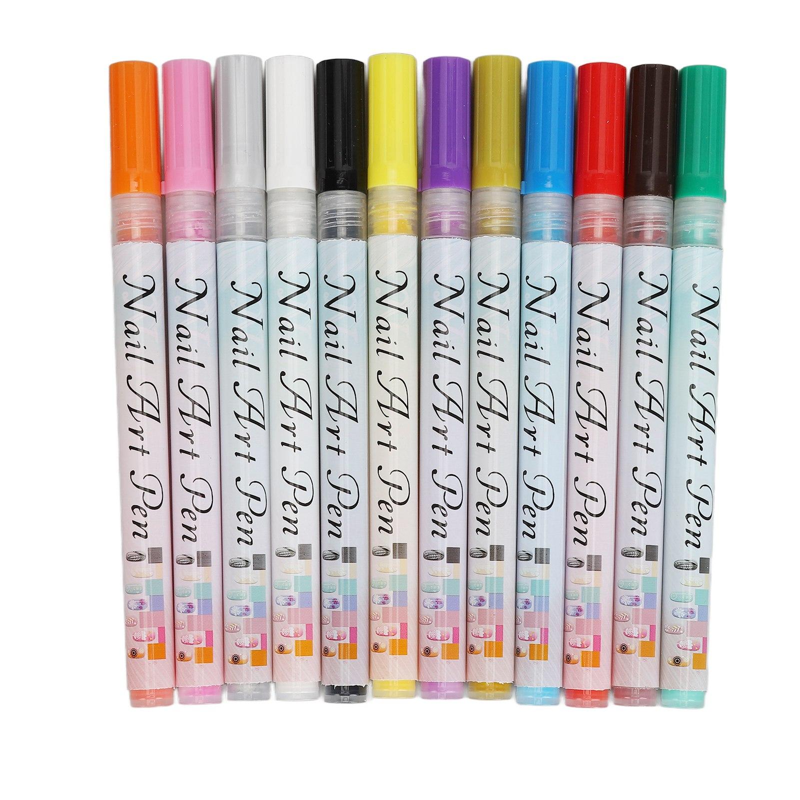 12 Farben Nailart Stifte Set Nagel Graffiti Zeichenstift Maniküre Lackierwerkzeuge zum Malen DIY