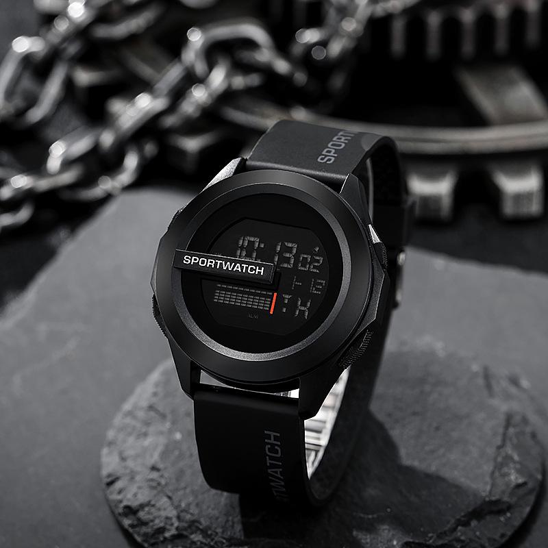 NEUE 50 Meter Leuchtende Wasserdichte Outdoor Sport Elektronische Uhr Männer Frauen Touch Sport Fitness Uhr Multifunktionale armband schwarz