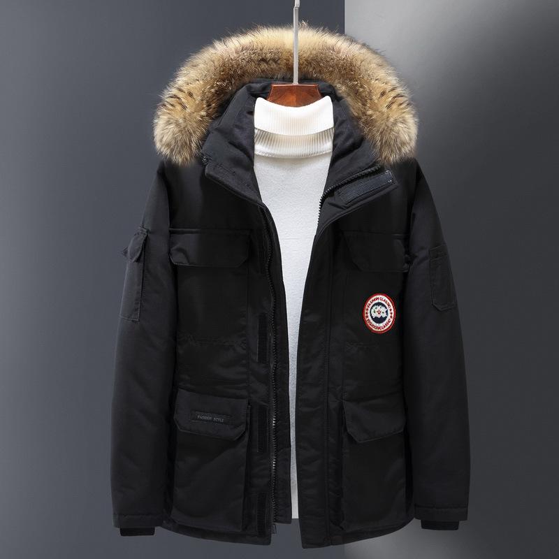 Große Größe 5xl Herren dicke Jacke Winter trendige Kapuze lose lässig Outdoor-Jacke winddicht und warm Student M schwarz