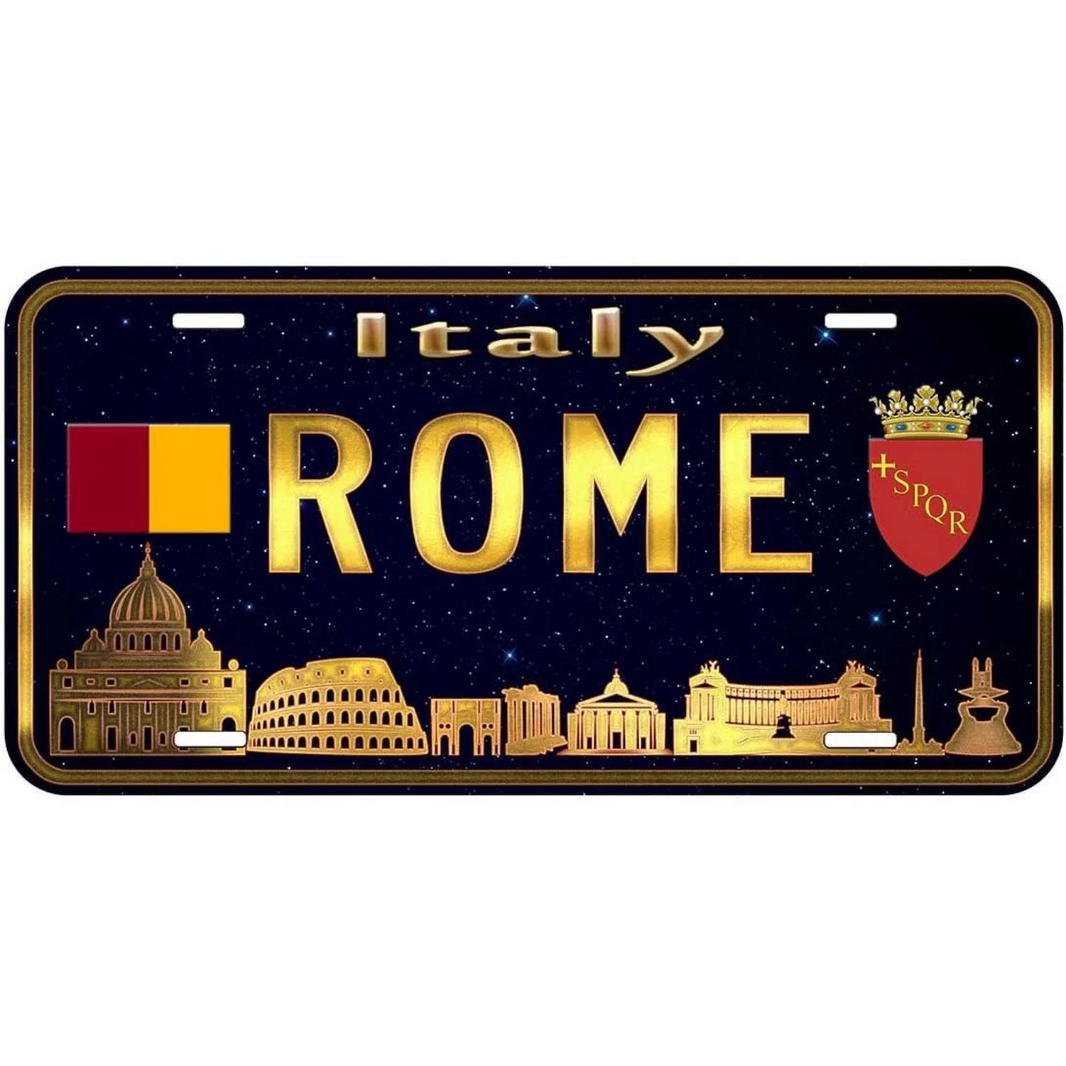 Vintage-Kennzeichen für Dekoschilder - Barcelona Paris London Amsterdam Metall Automobil-Tag für die Fahrzeugfront 15x30cm(5.9x7.8inch)