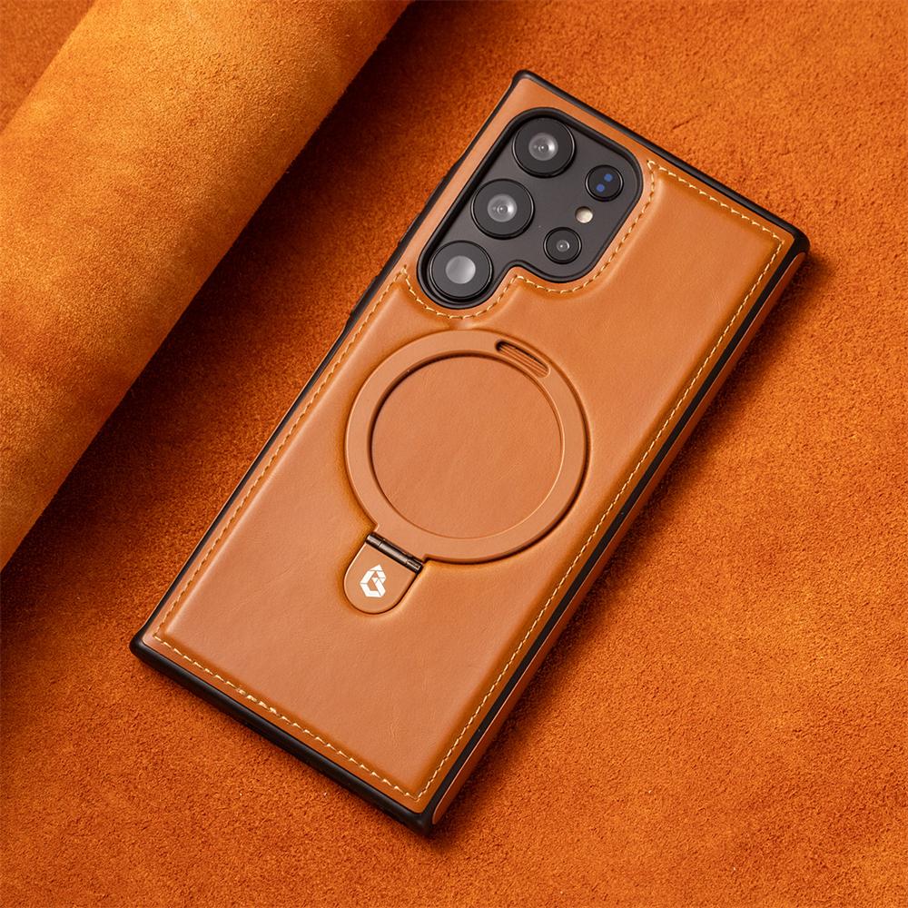 Business Retro Lederhalter Magnetische Hülle Für Samsung Galaxy S25 S24 Ultra S23 S22 Plus A15 Kabelloses Laden Stoßfeste Hülle For Samsung S23