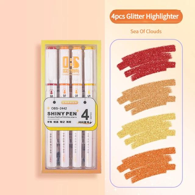 4 Farben/Box Kawaii Glitter Textmarker Pastell Feine Pastell Textmarker Scrapbook Painted Schreibwaren Schulbedarf 4-Piece Set rosa