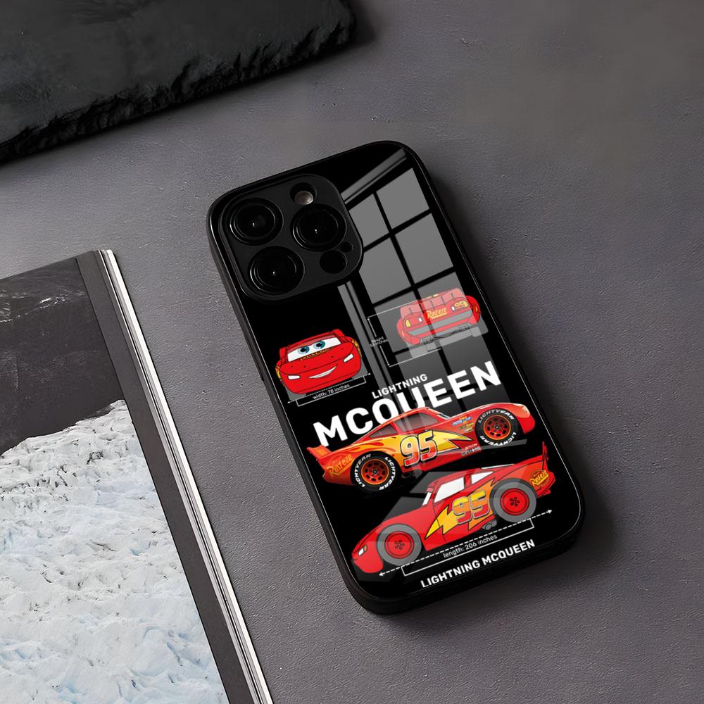 L-LightningES M-McQueen Handyhülle Für IPhone 17 Air 16 E Pro Max 15 14 13 Mini 12 Pro 11 Max Plus Schwarze Glasabdeckung iPhone XS Max