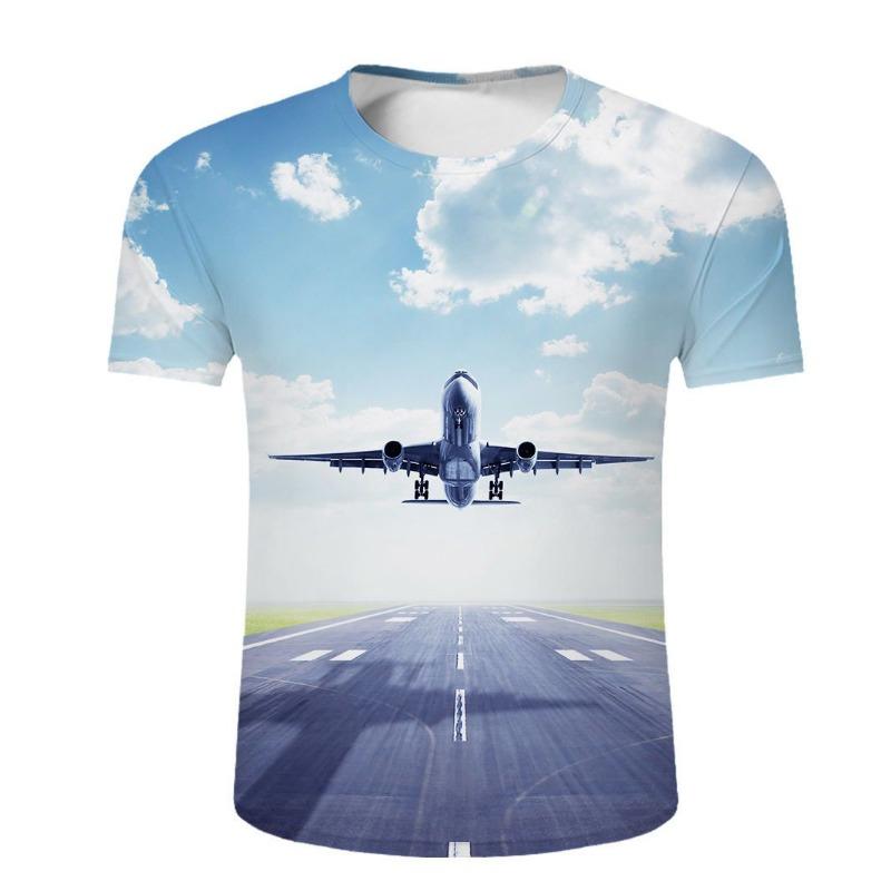 T-Shirts Lustige Flugzeug Landebahnen 3D Druck Sommer T-Shirt Mode Kinder Casual Jungen Mädchen Oansatz T-shirt Kinder Tees Tops Kleidung 100
