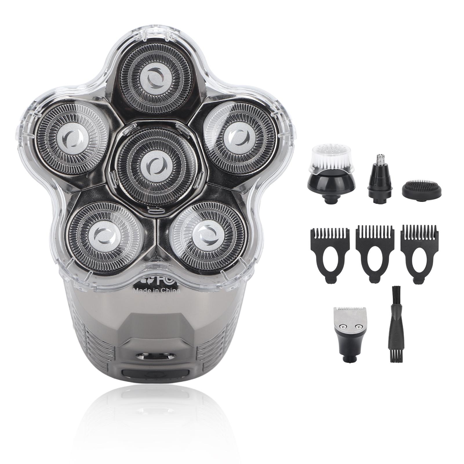 6D Elektrorasierer 5 in 1 Multifunktions-Männer Wiederaufladbarer Glatzenrasierer Haarschneider Pflegeset