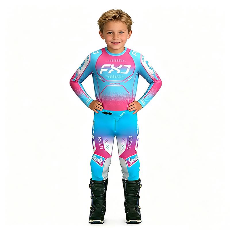 Motocross Kinder Set MX Trikot und Hose Kinder Set Dirt Bike MTB DH UTV Enduro Ausrüstung Kombi Off Road Jugend Rennanzug YXL-26 (30-36KG) rosa