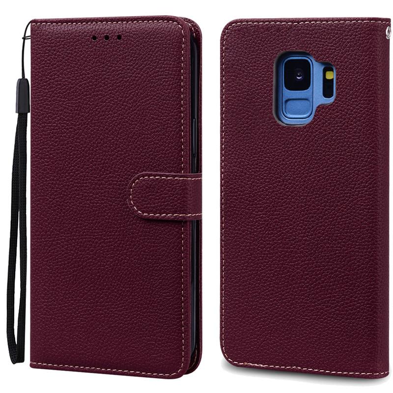 S9/S9 Plus Hülle Für Samsung Galaxy S9 Hülle G960F Leder Brieftasche Klapphülle Für Samsung Galaxy S9+ S 9 Plus G965 Coque Handyhülle For Samsung S9 Plus wein rot