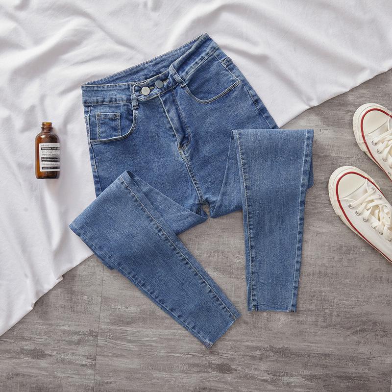 Damenjeans mit hoher Taille und elastischem Bund – neuer Stil, kleine Größe, schmale Passform, Neun-Punkt-Bleistifthose 27