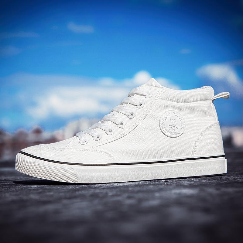 Klassische Herren Canvas Schuhe Frühling Herbst Mode Einfarbige Herren Vulkanisierte Schuhe Schnürung Weiß Lässige Schuhe Herren Sneaker 43