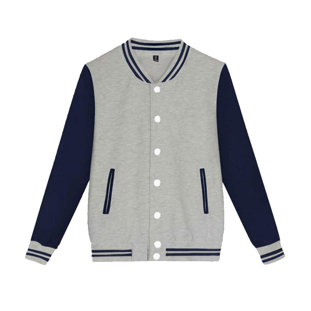 Herren Damen Varsity Baseball Jacke College Uniform Sport Mantel Outwear Top Unisex XL grau