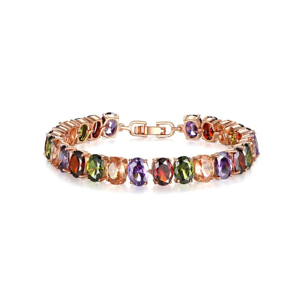 Schmuck Regenbogen Zirkon Armband Vintage Farbige Kristall Armband Strass Armband Dame/Herren Endways Oval