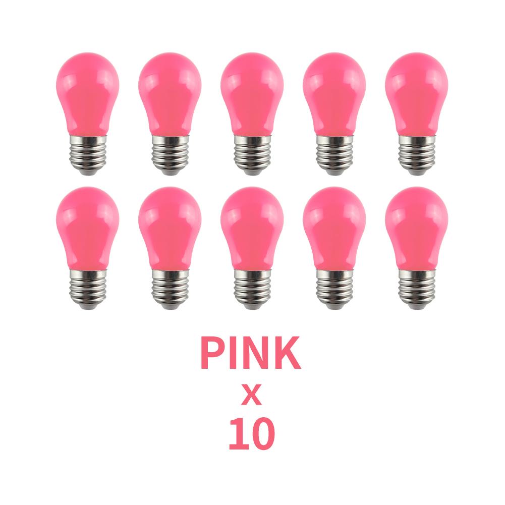 10 Stück Farbe E27 LED-Birne 220V 2W A45 Lampe Rot Blau Weiß Gelb Rosa PC Outdoor Camping Dekoration Festival Bunte Birne Lampe rosa