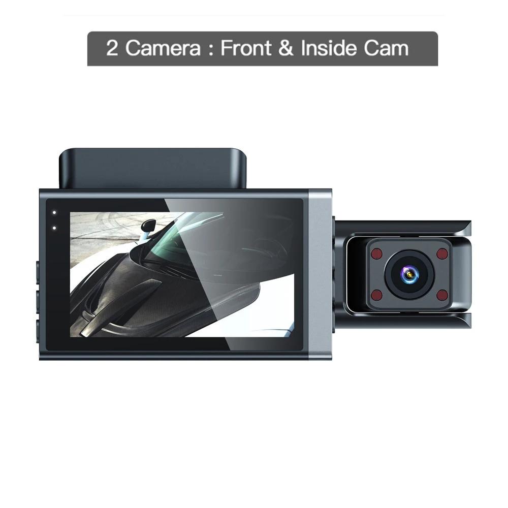 4K Dashcam 3-Kanal-Auto-DVR, Vorder- und Rückfahrkamera, WIFI-Videorecorder, Parkmonitor, Black Box, Nachtversion, Dashcam für Autos 2 lens