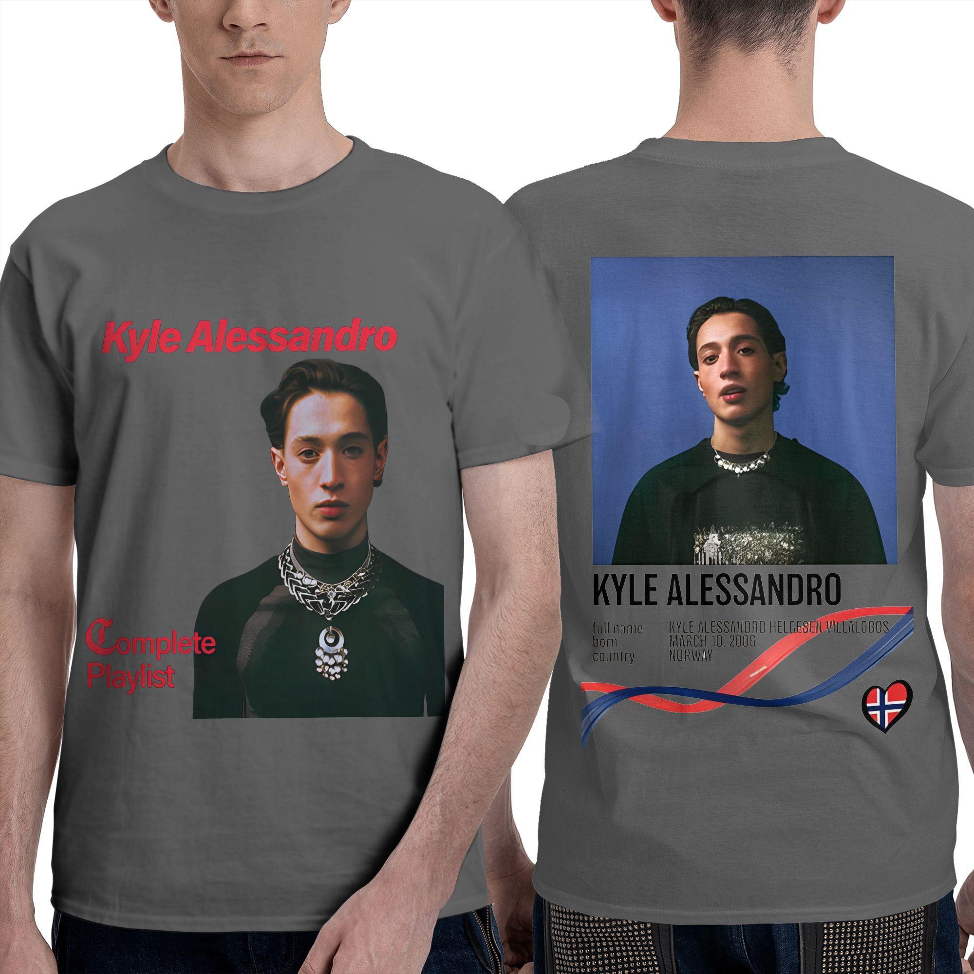 Kyle Alessandro Herren T-Shirts Song Contest 2025 Vintage T-Shirts Kurzarm Rundhals T-Shirts Baumwolle Geschenk Tops S